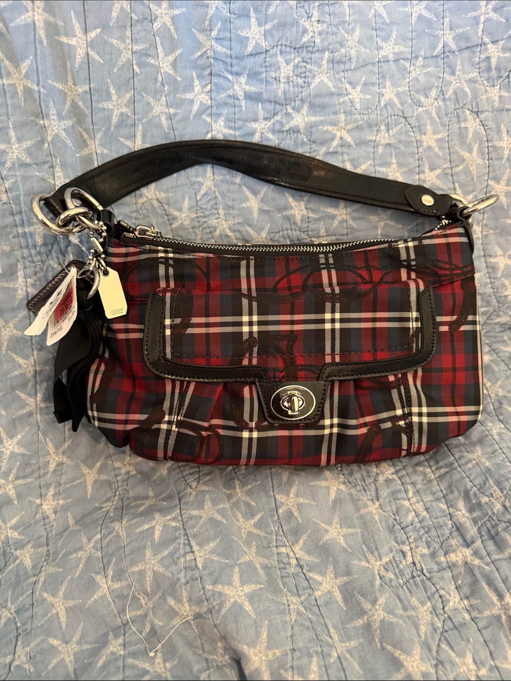 RARE NWT Y2K style Poppy Tartan Plaid Coach Shoulder Bag